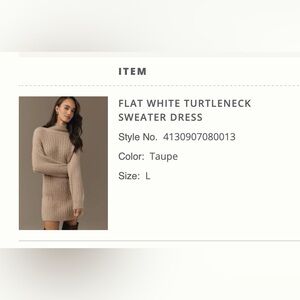 Anthropologie Taupe Turtleneck Sweater Dress